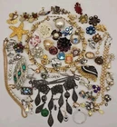 Nice VTG Rhinestone Costume Jewelry Craft Harvest Lot AB Carved Jade Faux Pearls