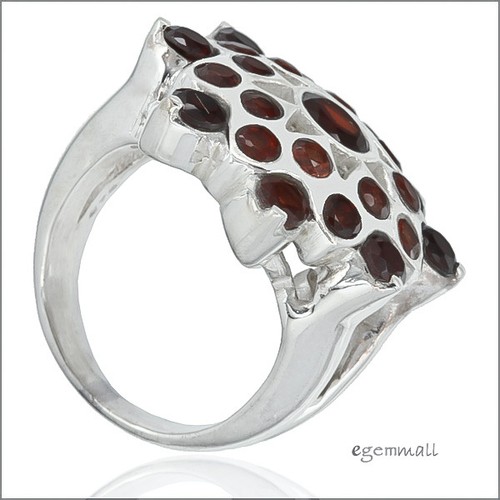 6.0ct Natural Garnet In Sterling Silver Heavy Cocktail Ring Size 8.5 #91037 - 第 1/2 張圖片