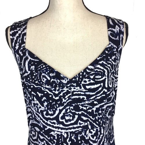 Ann Taylor LOFT Dress Blue White Print Sleeveless Sz 8 NWT MSRP $69 - Picture 2 of 9