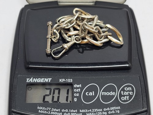 CATENA OROLOGIO DA TASCA vintage anni 50/60 argento sterling/marchi argento portoghese - Foto 10 di 12