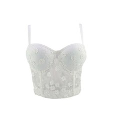 Women Lace Floral Tank Bustier Bra Bralette Corset Crop Top Spaghetti Straps