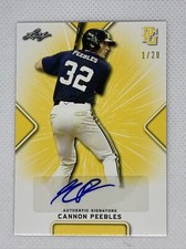 2021 LEAF PERFECT GAME AUTO CANNON PEEBLES YELLOW PAPER 1/20