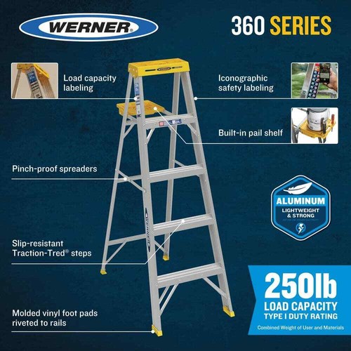 8 Ft Aluminum Step Ladder 250 Lb Load Capacity Type Duty Rating Slip Resistant - Picture 11 of 11