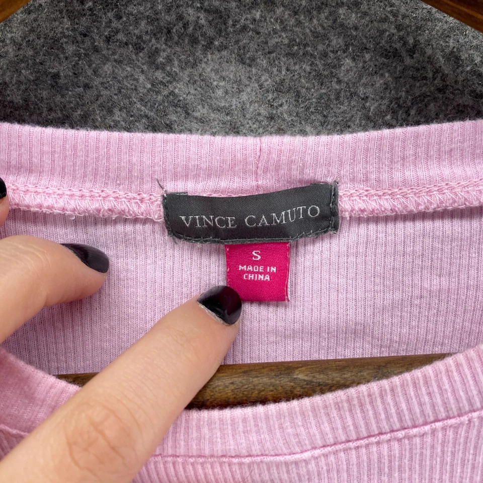 Pulôver Vince Camuto Top Feminino S Pequeno Rosa Manga Curta Gola Redonda Algodão - Imagem 3 de 4