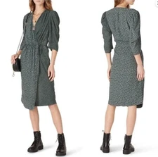 See By Chloe Dress Womens 10 Floral Wrap Midi Forest Green FR 42 / US 10 EUC