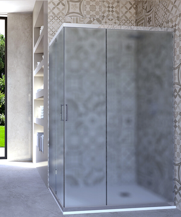 Box doccia angolare porta scorrevole 75x115 cm opaco