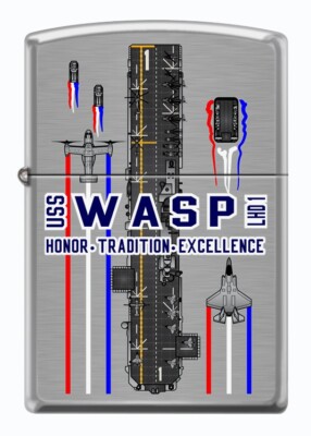 USS Wasp (LHD-1) Zippo MIB ''Honor-Tradition-Excellence'' Brushed Chrome