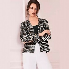 One By Kaleidoscope All Over Beaded Jacket In Black Size 20