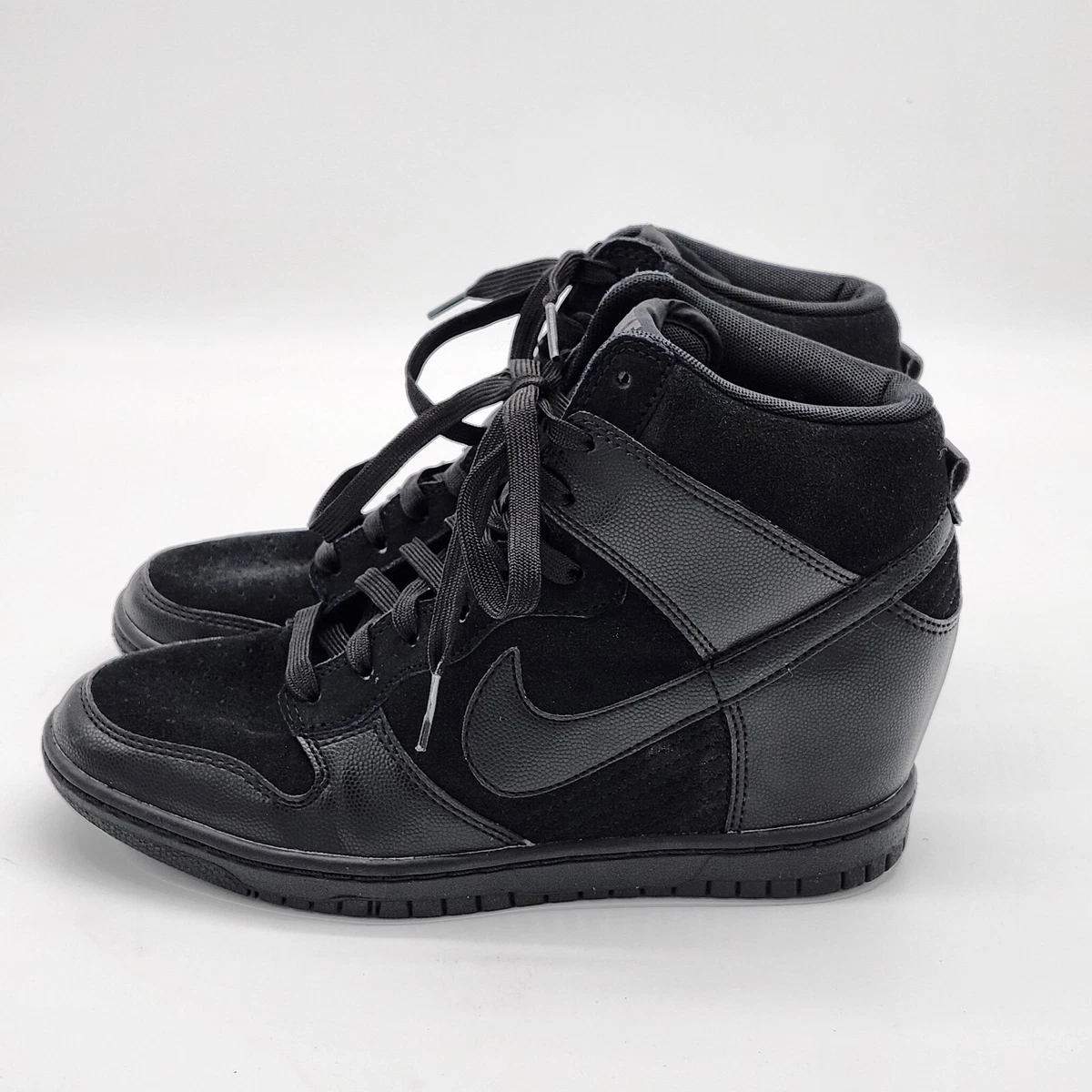 Nike Shoes Womens 8 Dunk Sky HI Hidden Wedge Heels Triple Black 528899 004 New