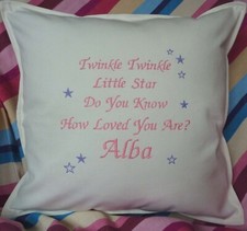 Neu Baby "Twinkle Twinkle Little Star" personalisiertes besticktes Andenkenkissen