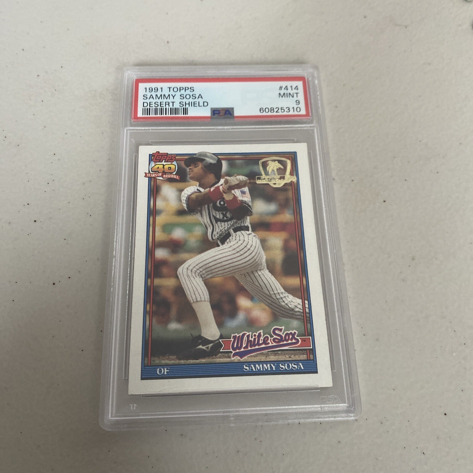 1991 Topps Desert Shield #414 SAMMY SOSA PSA 9 WHITE SOX AUTHENTIC