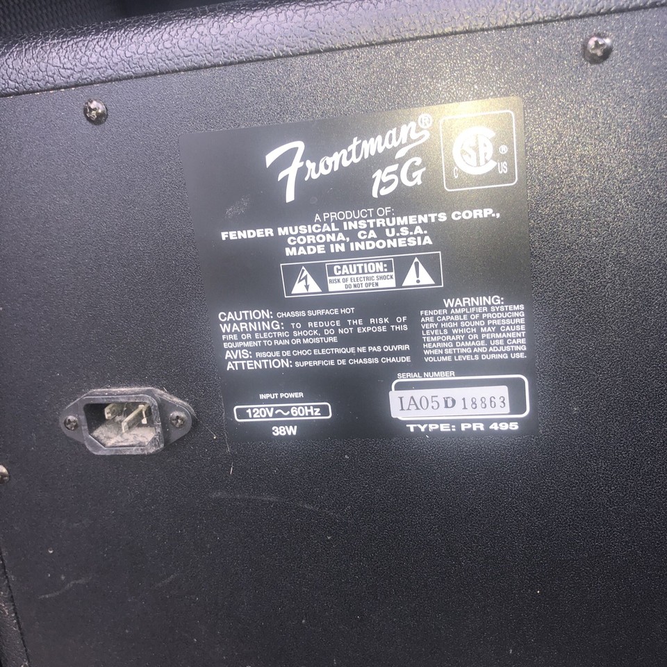 Fender Frontman 15G Guitar Amplifier Spares Or RepairsUnable To Test ...