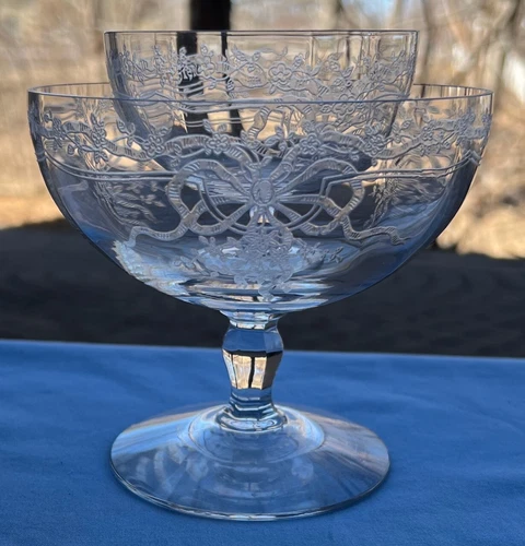 2 Pcs: Fostoria Glass June Grapefruit Dish with Liner -  Excellent Condition