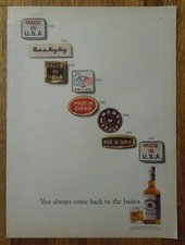 1991 JIM BEAM You Always Come Back To Basics. MADE IN USA Tag. Magazine Ad