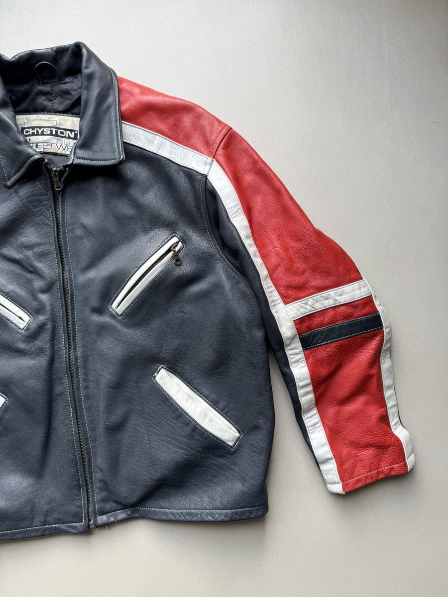 CHYSTON Jacket Racing Leather Motorcycle Biker 90s | eBay