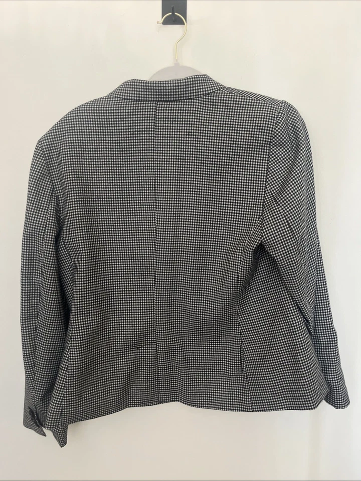 Talbots Long Sleeve 3 Button Gray & White Wool Blend Blazer Size 16 Petite - Image 2 of 4