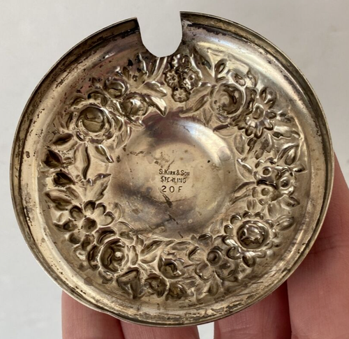 Coperchio Repousse Argento Sterling S Kirk & Son #20F Barattolo Gelatina Vetro Inciso - Foto 8 di 11