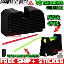 AGGRESSIVE ARMS STEEL V2 MID TALL FIBER Height Sights for GL0CK CO-WITNESS