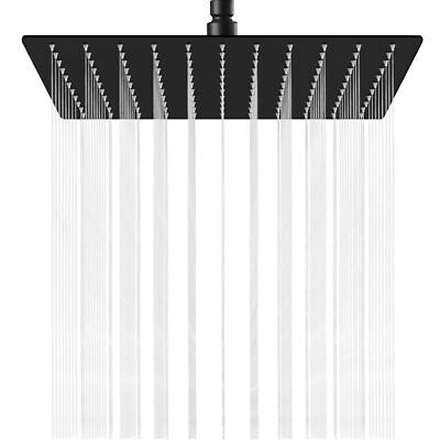 #ad Black 16inch Rain Shower Head High pressure Rainfall Square Head Stainless Steel $33.99