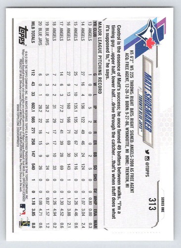 2021 Topps Gold Foil #313 Matt Shoemaker (ref 223190) - Picture 2 of 2