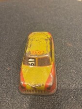 Vintage Japan Argo 4" Tin Litho Yellow Taxi Cab w/Taxi Fare Meter