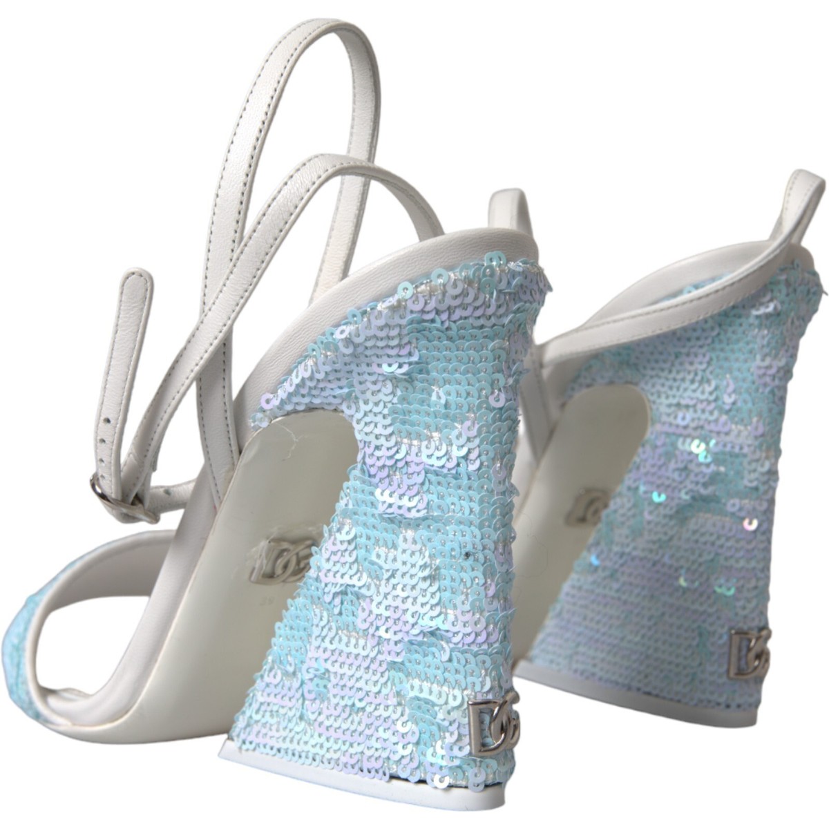 DOLCE & GABBANA Shoes Light Blue Sequin Ankle Strap Sandals