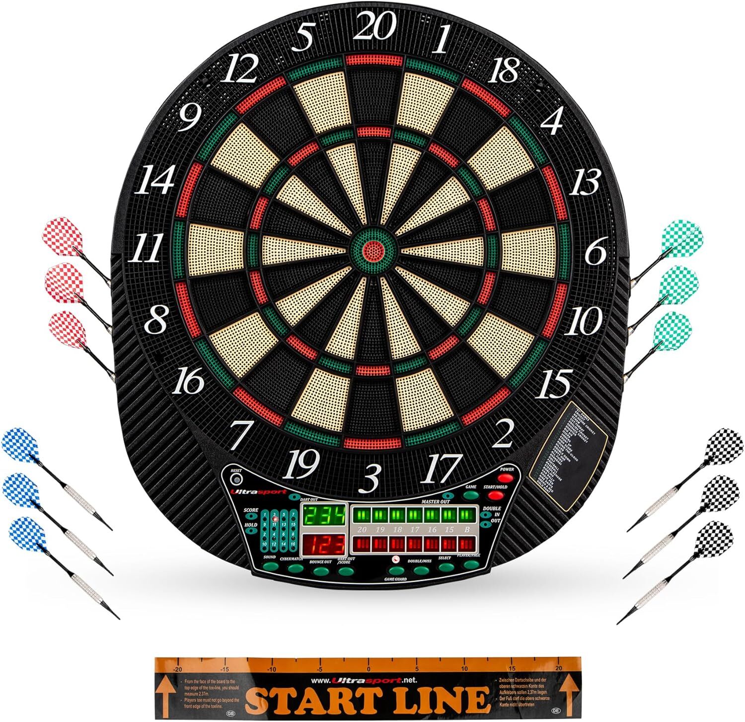 Ultrasport Tavola da Freccette Elettronica, con/Senza Porte, Freccette Classiche