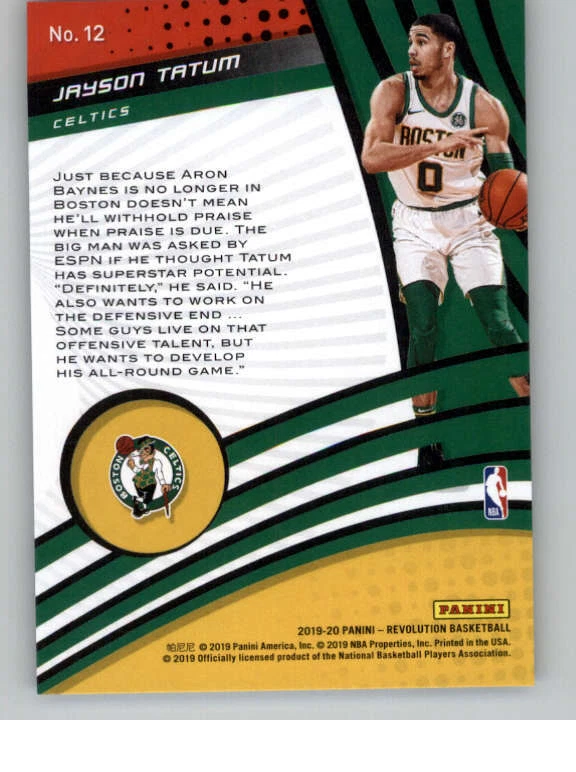 2019-20 Panini Revolution Vortex #12 Jayson Tatum (ref 136468) - Image 2 of 2