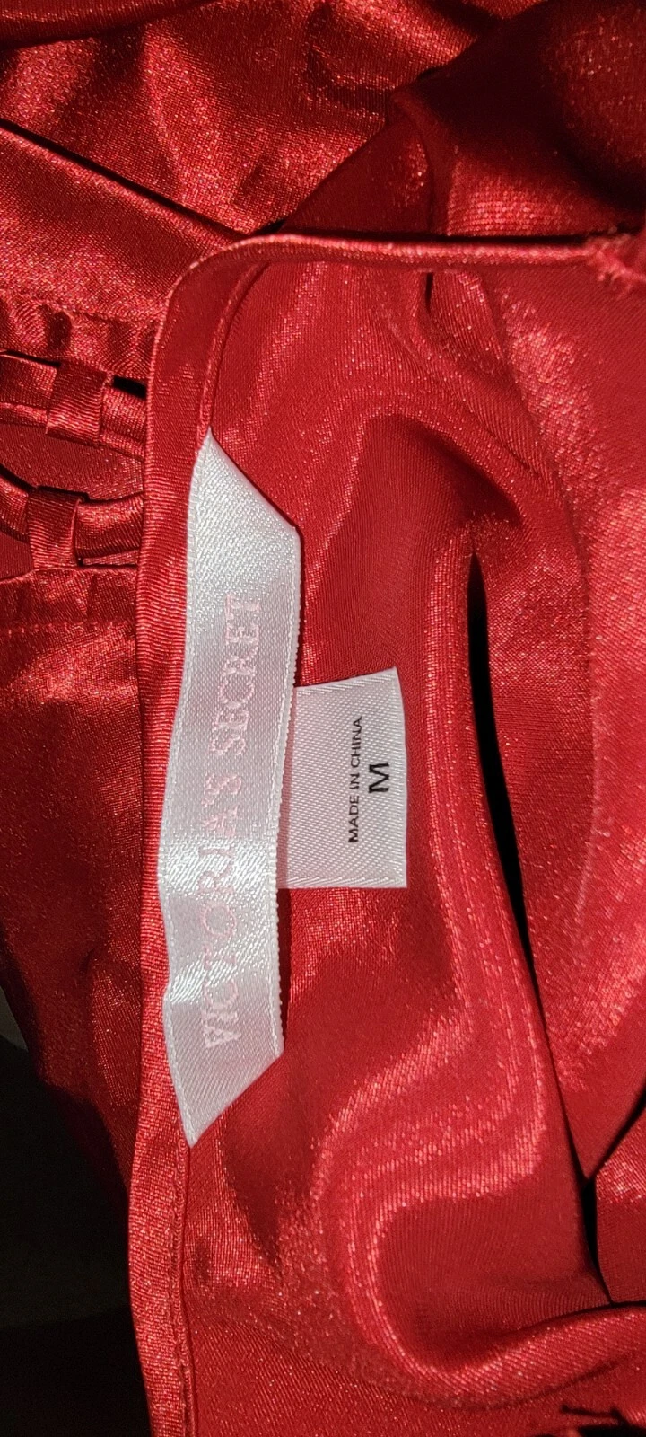 UNDERCOVER Maxi abito vintage Y2K Victoria's Secret taglia M rosso raso stringato coquette slip