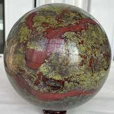Natural dragon blood stone quartz sphere crystal ball reiki healing 4480G
