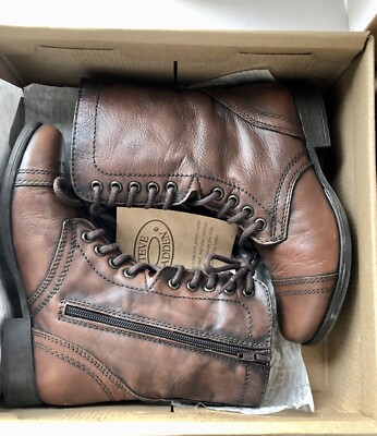 Bottes Steve Madden Troopa - Taille 9 (40) Cuir Olive Foncé - Combat Boho Occasion