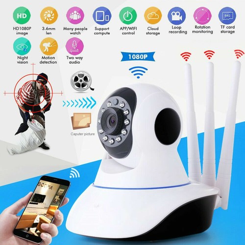 1080P HD WiFi Cámara IP Hogar Seguridad Bebé Monitor 2 Vías Audio CCTV Visión Nocturna - Imagen 1 de 16