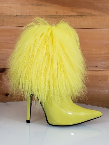 yellow fluffy heels