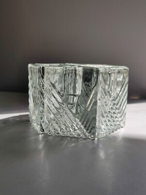Clear Cut Glass Triangle Candle Holder Set Of 6 (Hexagon)