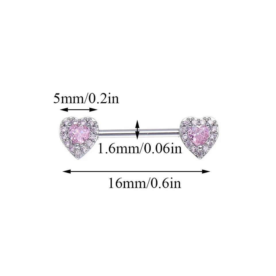 Edelstahl Herz Sexy Kristall Liebe Schild Piercing Bra Body Bar Bar Schmuck , - Bild 3 von 4