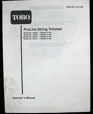 Toro ProLine String Trimmer Model 53002 53003 53010 53011 - 7900001 & Up Manual