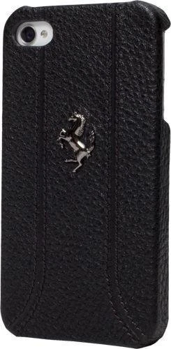 CG MOBILE Ferrari - Custodia protettiva per iPhone 13, in vera pelle, resistente, con chiusura a scatto, assorbimento degli urti e logo firmato, colore: Nero