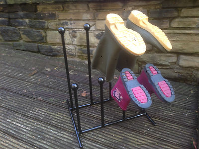 HANDGEFERTIGT UK SCHMIEDEEISEN 4 PAAR FAMILIE WELLY GUMMISTIEFEL/WANDERSTIEFEL STÄNDER