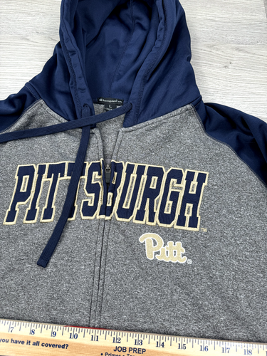 Pitt Panthers Jacket Mens L Gray Blue Full Zip Hoodie Champion Elite NCAA - Picture 8 of 15