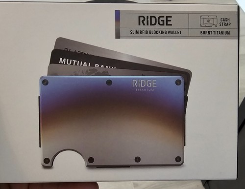 Authentic Ridge Slim RFID Blocking Wallet Cash Strap - Burnt Titanium Brand New - 第 1/2 張圖片