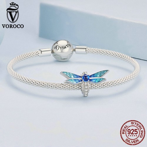 VOROCO Women 925 Sterling Silver Exquisite Dragonfly CZ Charm Jewelry Bracelets - Picture 3 of 14