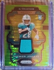 2023 Panini Prizm De'Von Achane "Premier Jersey Neon Green Pulsar" RC PJ-DA