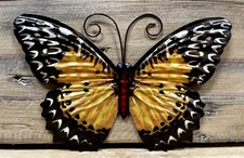 Butterfly Metal MINI Wall Decor 7" x 5" Yellow