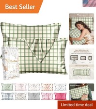 2pcs Silk Pillowcase - Mulberry Silk Pillow Case with Hidden Zipper Soft Smoo...