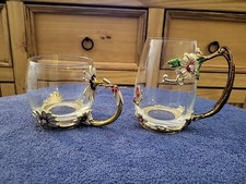 Luxus klassische Emaille & Glas Teetassen/Kaffeetassen - Blumen