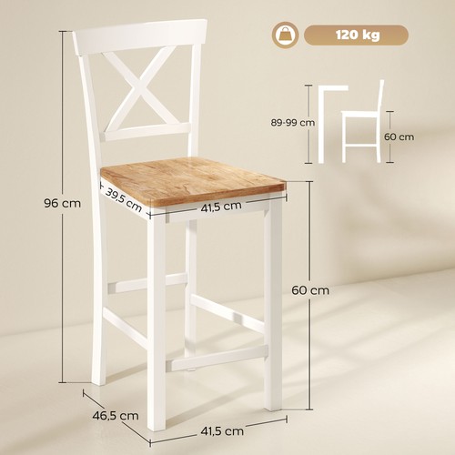 HOMCOM Barhocker 2er Set Barstuhl Küchenstühle mit Rückenlehne und Fußstütze - Bild 4 von 10