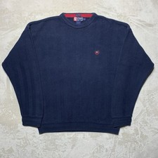 Vintage Chaps Ralph Lauren Sweater Mens L Blue Hand Framed Herringbone Chevron