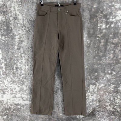 Simon Chang Denim Size 4 Stretch Jean Pants Brown Button Zip Casual Straight Leg