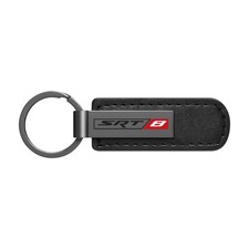 Dodge SRT-8 Black PU Leather Strap Black Metal Bar Key Chain