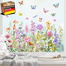 Fensterbilder Frühling Sommer Blumen Schmetterling DIY Dekoration für Glatte Obe